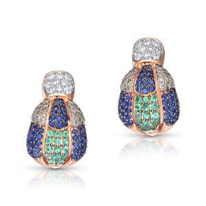 Rose Gold <b>Stud</b> <b>Earrings</b> With Diamond Sapphire And <b>Emerald</b> Luxury Women Party Jewelry - Product Image 1