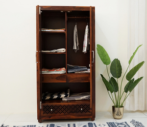 Armario de Madera Maciza Sheesham de Diseño Clásico para Dormitorio, Armario de Gran Capacidad para Almacenamiento en el Dormitorio, Almirah para el Hogar o Hotel - Product Image 3