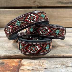 Collar de Cuero Occidental Premium para Perro con Patrón Tribal de Cuentas, Acolchado, Ajustable, Cierre de Hebilla de Aleación Plateada, para Todas las Estaciones - Product Image 1