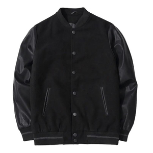 Premium Quality 2025 New Arrival <b>Winter</b> High Street Men Varsity <b>Jacket</b> Stand Collar Waterproof <b>Leather</b> OEM Service Wholesale - Product Image 2