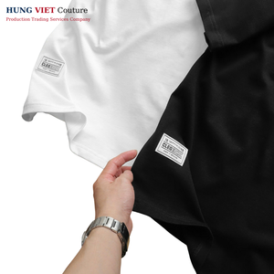 T-shirt en tricot extensible dans les 4 sens unisexe respirant et confortable avec un motif solide imprimé en soie pour l'été-Fabriqué au Vietnam - Product Image 5