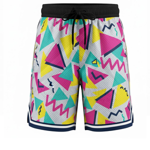 Men's Geometric Pattern <b>Mesh</b> Shorts Drawstring Casual Breathable Polyester Short <b>Pants</b> - Product Image 1