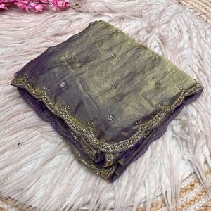 Sari de diseñador con corte Khatli, bordado a mano Dana y trabajo de diamantes, con blusa de bordado elaborado, precio mayorista de Royal Export - Product Image 6