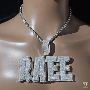 " MOMO " <b>Name</b> Pendant With Rope <b>Chain</b> Moissanite Diamond Hip Hop Necklace Custom Bling Jewelry - Product Image 6