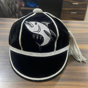 Gorra de terciopelo personalizada al por mayor, con visera plana, bordado de logotipo OEM, nombre, graduación, académica, unisex, multipanel, con letras. - Product Image 1