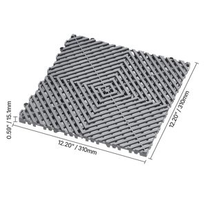 Tappetino Modulare Drenante 3,6x3,6m, 55 Pezzi, Antiscivolo, Grigio, in PP, Tappeti a Incastro, Pavimentazione in Plastica - Product Image 3