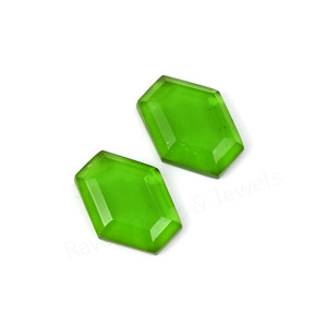 High Quality <b>Peridot</b> Quartz Hexagon Shape Step Cut High Polish 10x16mm Flatback Loose Cabochon Gemstone Jewelry Making Pendant - Product Image 2