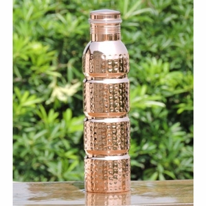 Pure Copper Water <b>Bottle</b> 100% Leak Proof Ayurvedic Jointless Hammered Copper <b>Flask</b> Eco Friendly Metal Drinkware Gym <b>Bottles</b> - Product Image 1