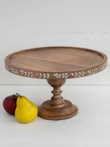 Handmade Wooden Pedestal <b>Cake</b> <b>Stand</b> With Natural Grain Finish For Rustic Table Decoration - Product Image 2