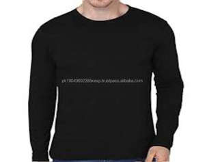 Camiseta de algodón para hombre, buena calidad, 100% algodón, informal, 180 gramos, cuello redondo, manga larga, lisa, bordada, en blanco. - Product Image 1