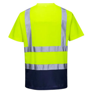 Hot Sale Men Short Sleeve Hi Vis Workwear Safety T-Shirts Front Pocket Breathable Reflective Safety Construction Worker T-Shirts - Product Image 4
