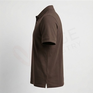 Polo de Manga Corta para Hombre, Color Marrón, 100% Algodón Piqué, Casual, Transpirable, Corte Regular, Diseño de Punto Sólido - Product Image 3
