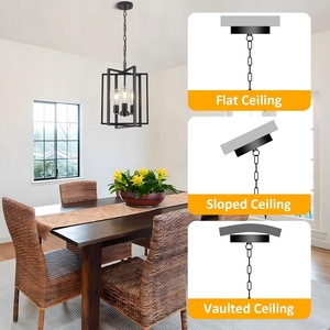 Modern Black Lantern Chandelier Geometric Metal Hanging Pendant <b>Light</b> Industrial Farmhouse Ceiling Lamp Contemporary <b>Cage</b> - Product Image 5