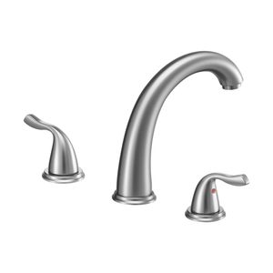 Set Rubinetto a Cascata Romano a 2 Maniglie con Montaggio su Bordo Vasca per Vasche da Bagno a 3 Fori - Product Image 1