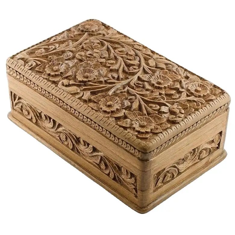 New Design Wooden Carving Box with lock key Fashion Jewelry New Design Handmade in India