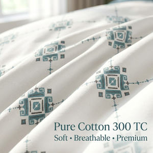 Super King Size 120x120* Pure Cotton | <b>Set</b> White Gold Printed <b>Bedding</b> <b>Set</b> with 2 Pillow Covers Soft Breathable Quality Bedsheet - Product Image 3