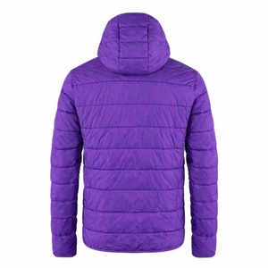 Blouson matelassé tissé à capuche pour homme, coupe droite, printemps, décontracté, fermeture éclair, couleur unie bleue, logo frontal, imperméable, écologique et séchage rapide - Product Image 6