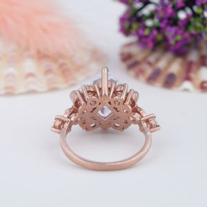 <b>Custom</b> Fine Jewelry Luxury Gold Plated/Rose Gold Plated 925 Silver Moissanite Wedding Engagement <b>Rings</b> for Party Gifts - Product Image 3