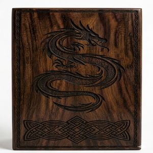 Wooden Cremation Urn Human Ashes <b>Keepsake</b> <b>Box</b> with Lid Carved Dragon Memorial Burial Container - Product Image 4