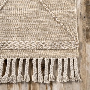 Tapis en jute bio fait main, motif géométrique, style scandinave, rectangulaire, pour salon, tissage plat, envers en jute - Product Image 6