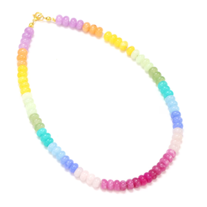 Magnifique collier de perles rondes en quartz couleur bonbon, collier coloré en pierres de quartz multicolores arc-en-ciel, cadeau pour elle - Product Image 3
