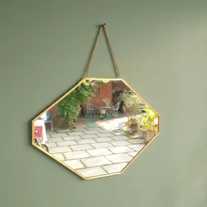 ARTISAN DESIGN Modern Geometric Wall <b>Mirror</b> <b>Gold</b> Metal <b>Frame</b> Hanging Decorative Irregular 3mm Thick Vanity Living Room Home - Product Image 1
