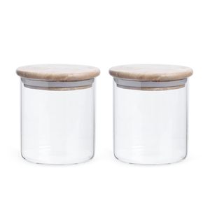 Récipients de stockage en verre borosilicate pour la cuisine avec couvercle en bois naturel, bocaux hermétiques pour le stockage des aliments, épices, sucre, thé - Product Image 3