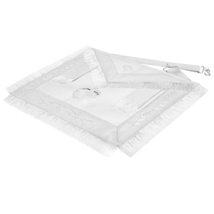 Past Grand Master Blue Lodge <b>Apron</b> - All <b>White</b> With Wreath & Pillars High End Masonic <b>Aprons</b> produced with fine materials - Product Image 3