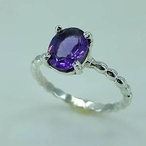Amethyst <b>Ring</b> 925 Sterling Silver Handmade Promise <b>Ring</b> for Women Sizes 4 to 13 US Natural Stone Cut Bezel Setting for Everyday - Product Image 5