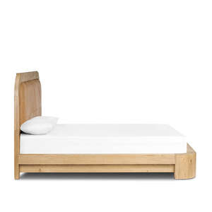 Mid-Century Modern Solid Wood Platform <b>Bed</b> with Leather Paneled Headboard King <b>Queen</b> <b>Size</b> Rustic Bedroom Furniture - Product Image 1