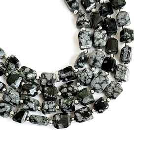 Cuentas facetadas de obsidiana natural con forma de copo de nieve de 7x9 a 8x11 mm, cuentas sueltas de obsidiana para la fabricación de joyas y manualidades, 8 pulgadas. - Product Image 3