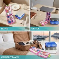 Boîte de rangement portable pour pilules de voyage à 10 compartiments, 200 étiquettes, boîte de rangement pour médicaments et vitamines