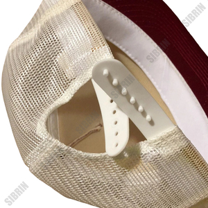 SIBRIN Custom Logo 6 Panel Trucker Cap Red Beige Mesh Cotton Twill <b>Flat</b> Brim Adjustable Fit Baseball <b>Hat</b> Outdoor Streetwear - Product Image 5