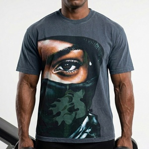 Factory Wholesale 250 Grams Custom Unisex Acid Wash T-Shirts Streetwear Men's Women's <b>Vintage</b> Wash 100% Cotton Distressed <b>Tees</b> - Product Image 5