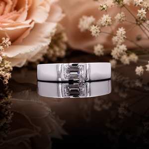 Luxury Men's IGI certi Lab Grown Diamond <b>Ring</b> | Emerald Cut Center Stone 925 <b>Silver</b> 10K,14K,18k <b>Statement</b> <b>Ring</b> - Product Image 2