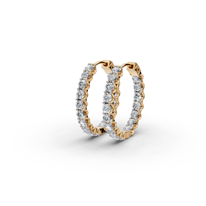 Pendientes de Aro con Diamantes Redondos Cultivados en Laboratorio de 1.50 Ct, Diseño Chic de Aro Redondo - Product Image 1