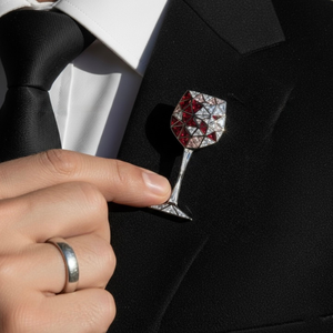Broche personnalisée pour enfant en forme de verre à vin, avec strass en cristal, épinglette de revers, bijou fantaisie argenté pour fête, mariage, cadeau - Product Image 6