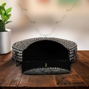 Womens EMPIRICART <b>Silver</b> Metal Beaded Handicraft Beautiful Bling Box <b>Clutch</b> Bag Purse For Bridal, Casual, Party, Wedding - Product Image 2