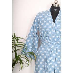 Chemise longue en coton style kimono pour femme, charme capricieux, élégance fluide et soyeuse, robes décontractées en gros - Product Image 4