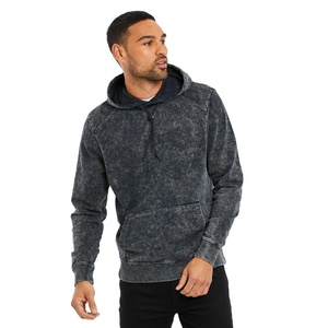 Street Fashion Solid Color Pullover Outwear <b>Winter</b> Drawstring <b>Coat</b> Sweatshirt New Arrival Men's 100% Cotton Acid Wash Hoodie - Product Image 1