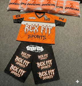 ชุดเซ็ตเสื้อแจ็คเก็ตและกางเกงขาสั้นผู้ชายผ้าไนลอนโพลีเอสเตอร์พิมพ์โลโก้ตามสั่ง ซิปแบบรูดขึ้นลง สไตล์สตรีทแวร์สำหรับฤดูร้อน - Product Image 1