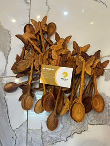Juego de Tenedores y Cucharas de Madera Grabados con Logotipo Personalizado, Vajilla de Madera Natural, Tenedores para Postre y Ensalada - Product Image 4