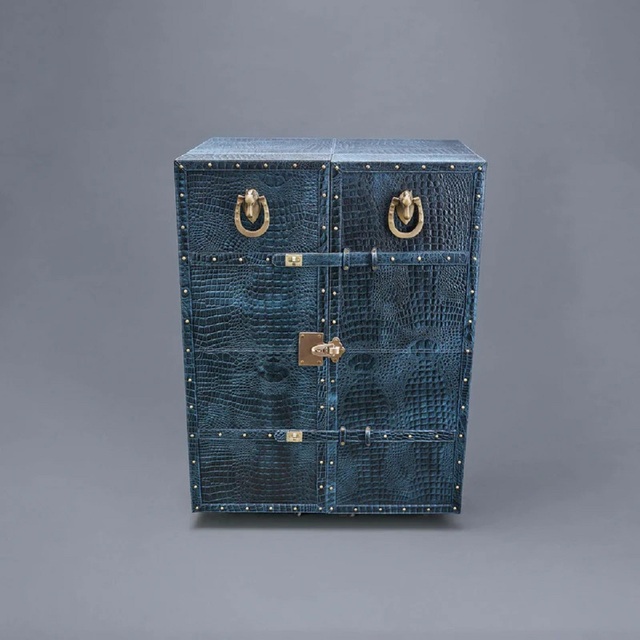 Vintage Crafts Modern Eco-Friendly Leather Tool Storage Case and Box Cabinet for Wine Bottles Glasses Other Items