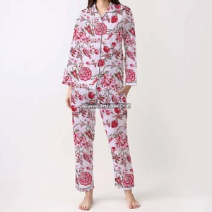 100% Cotton Women Pajamas Set Soft Home Wear PJ Set Spring/Summer Floral/CHARACTER/Letter/Pattern/Vacation/Coconut <b>Tree</b> Pattern - Product Image 3