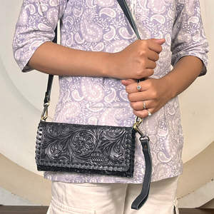 Bolso de Hombro de Cuero Genuino de Alta Calidad para Mujer, Cartera Cruzada Pequeña de Gran Capacidad, Hecha a Mano con Cuero de Vaca, Tipo Trifold - Product Image 4