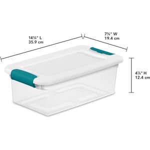 6 Qt Stackable Latching Storage Bin Clear <b>White</b> Plastic Shoe <b>Box</b> Organizer for Closet <b>Shelf</b> - Product Image 2