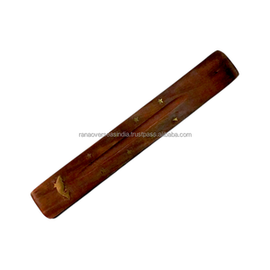 Porte-encens en bois de frêne de qualité supérieure, motif poisson avec incrustation étoile, plateau décoratif pour la méditation, la relaxation et la décoration - Product Image 1