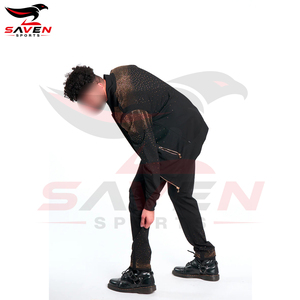 Top Product Black Gold Rhinestone Tracksuit Mens Full Zip Jacket <b>Sweatpants</b> <b>Set</b> Wholesale Mens Luxury Rhinestone Tracksuit <b>Set</b> - Product Image 3