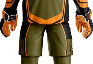 Ensemble de shorts d'entraînement athlétique personnalisés en tissu sergé pour uniforme de hockey sur glace unisexe pour adultes - Product Image 2