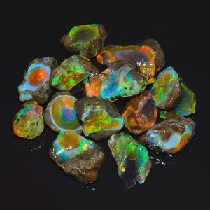 Lote al por mayor de ópalo Welo etíope natural en bruto de 250 g, ópalo de fuego multicolor en bruto, especímenes de gemas de cristal para la elaboración de joyas - Product Image 1